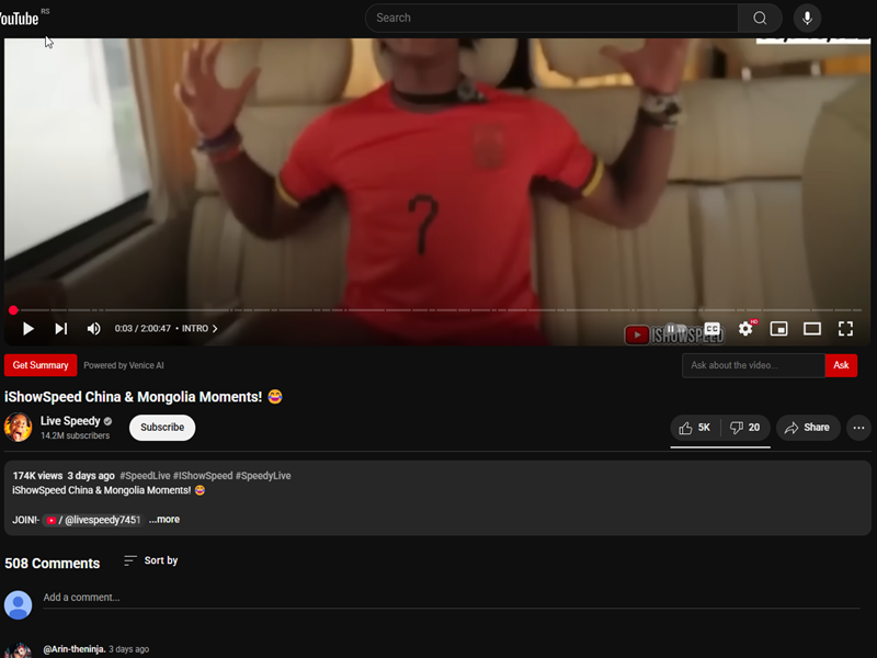 YouTube Transcript Summarizer - How it looks on a YouTube video with no summary
